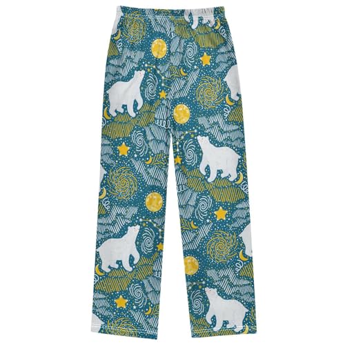 Boy's Pants Polar Bear Moon Star Galaxy Jogger Pants Elastic Waist Long Bottoms Trousers with Pockets 6-14 Years 7
