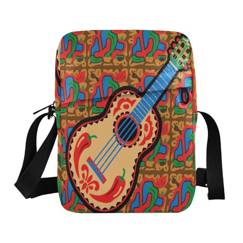 mens messenger bag Crossbody Bags For Women Shoulder Hand Bags Adjustable Strap for School School- Mexico Guitar