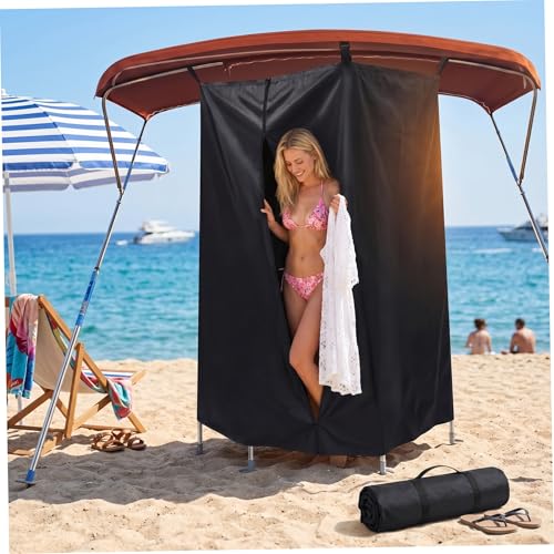 Carpa de ducha portátil, carpa de cambio de 30x27x72 pulgadas, cubículo de ducha con privacidad colgante para exteriores para camping, playa y viajes en yate - Negro miniatura 2