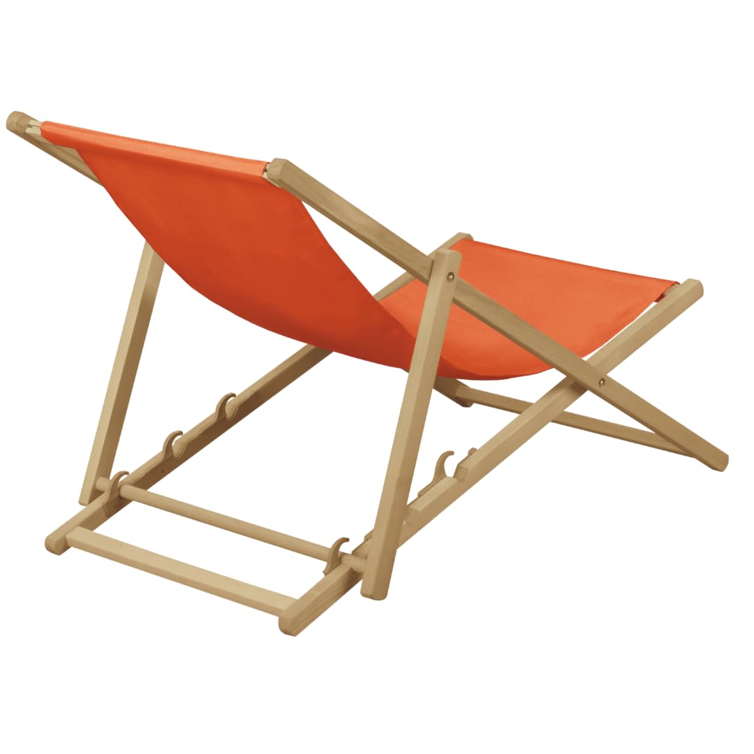 2 x Chaise Longue de Jardin en Bois - Fauteuil Relax - Chaise de Plage Orange