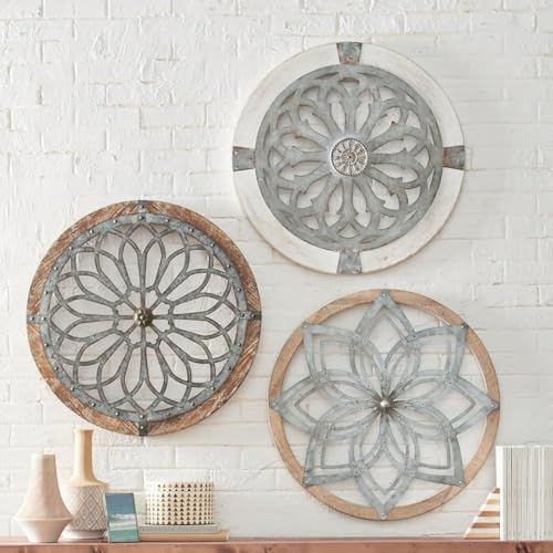 3 Stück Wanddeko Boho Deko Metall Wandbilder Fur Wohnzimmer Balkon Schlafzimmer Wandbilder Büro Flur Outdoor Küchen Modern Wall Decor Vintage Landhaus Dekoration Mit Holzrahmen