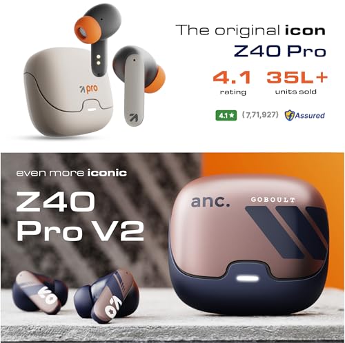 Image of GOBOULT Z40 Pro v2.0 in Ear Earbuds with ANC, 100H Playtime, Amp App Support, Active Noise Cancellation, Quad Mic ENC, Dual Device Pairing, 13mm Driver, Bluetooth 5.4 Wireless (Indigo Rust)