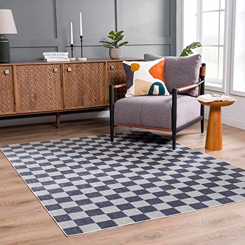 Tapete BoutiqueRugs Alia 7'10" x 10' Lavable Azul Gris miniatura 1