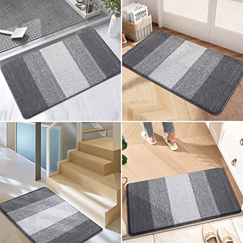 Grandaily Indoor Doormat, 20" x 32" Non-Slip Mud Trapper Absorbent Front Door Mats, Washable Striped Inside Entryway Mat, Low-Profile Welcome Mat Entrance Mat, Grey image 8