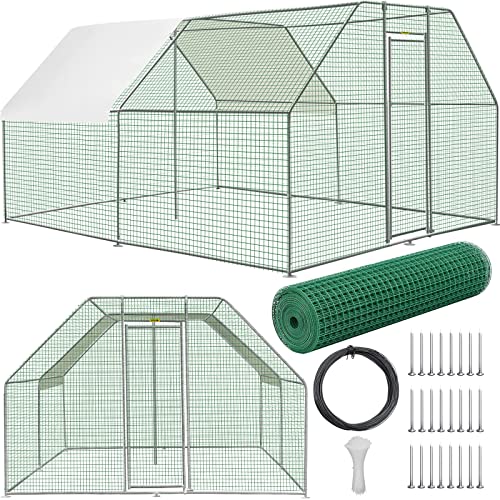 Vevor Large Metal Chicken Coop, Walk-In Hen Run For Backyard With Waterproof Cover, Flat Outdoor Poultry Cage House For Farm Use, 12.8X9.8X6.5 Ft Large Space For Chicken, Ducks, Rabbits, Dogs Habitat #TOP29