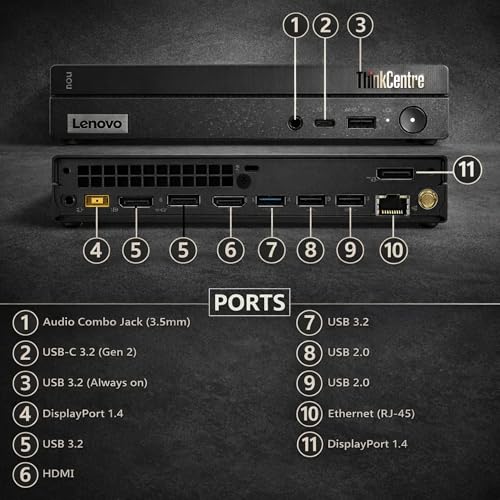 Image of Lenovo ThinkCentre Business Mini PC Desktop Computer - 16GB RAM - 1TB Storage(512GB SSD+512GB External HDD) - Intel 6-Cores Upto 4.40GHz | Wired Keyboard & Mouse, 2 Display Ports, Office Space Saver