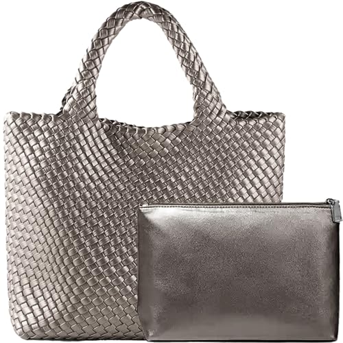 Image of JINMANXUE Fashion Woven Bag Shopper Bag Travel Handbags and Purses Women Tote Bag Large Capacity Shoulder Bags