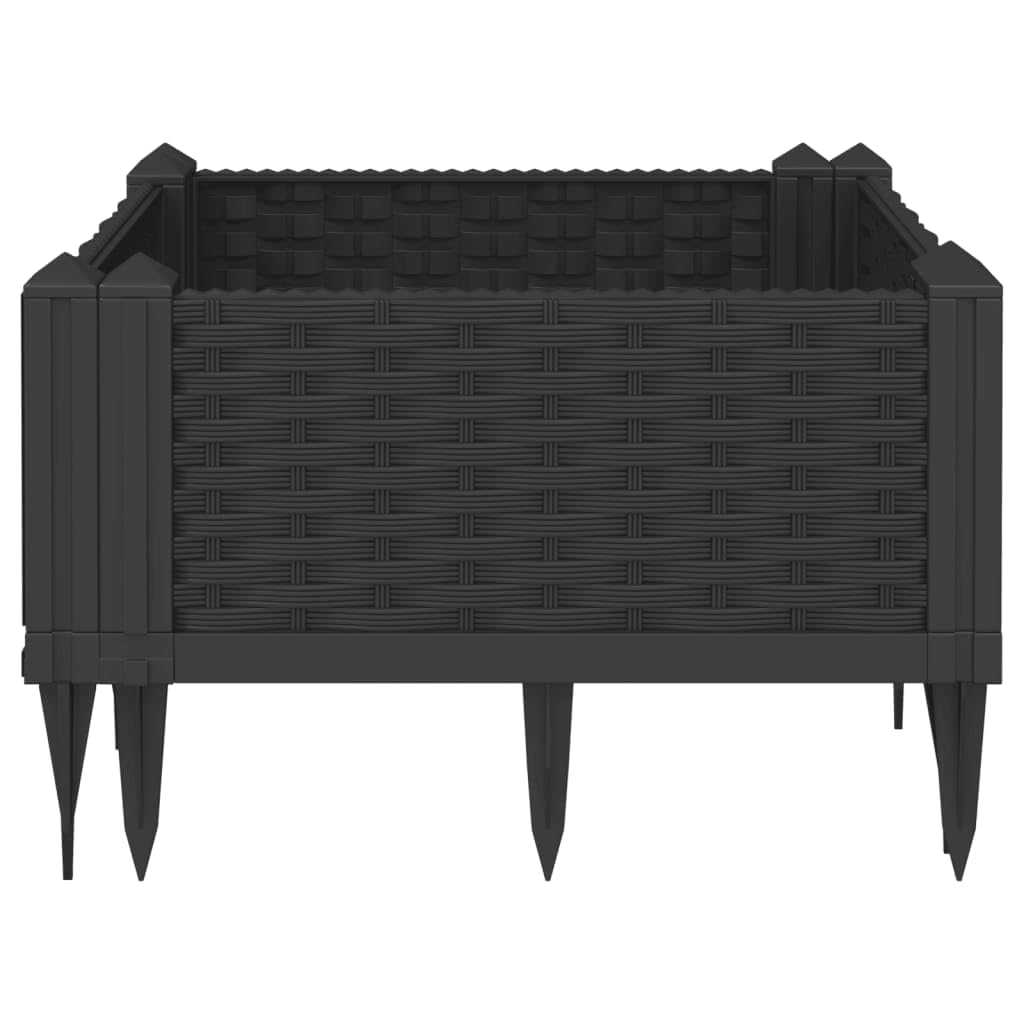 Skrzynia ogrodowa z czarnymi śledziami, 42,5 x 42,5 x 28,5 cm PP, skrzynka na sadzonki, pionowa skrzynka na rośliny ogrodowe, na balkon i do ogrodu, mini podniesiony ogród do sadzonek, pionowy