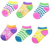 Jefferies Socks Big Girls' Daisy and Wavy Low Cut Socks(Pack of 6)