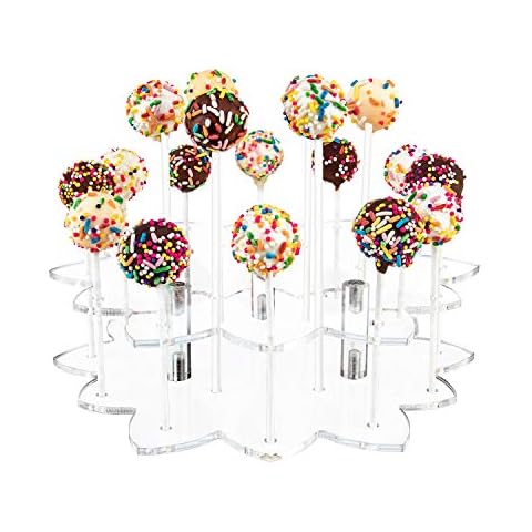 YestBuy Cake Pop Display Stand, 19 Hole Cake Pop Holder, Lollipop Holder for Weddings, Birthday Parties, Anniversaries Gift, Halloween, Christmas Candy Decorative (Clear) Cover