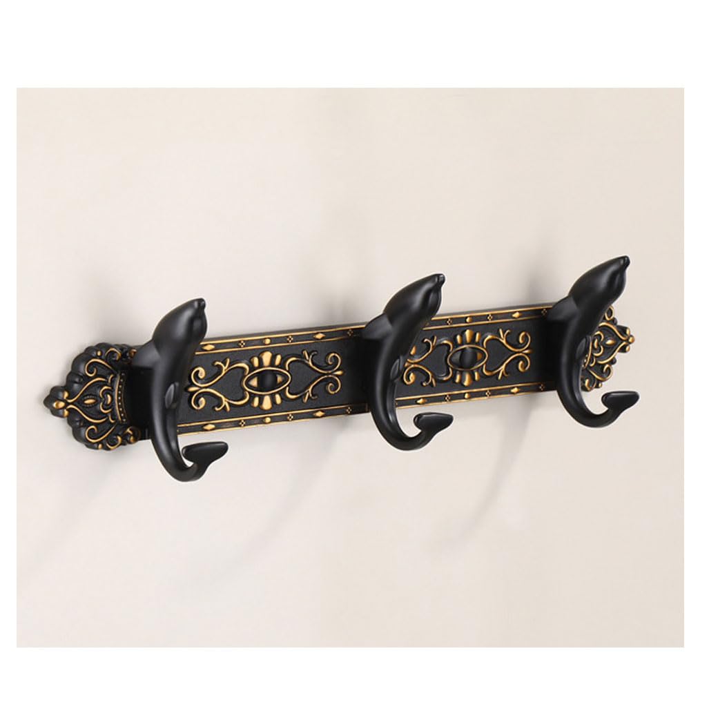 LMYSXAOZ Vintage Metal Coat Rack Wall Mount, Aluminum Thickened Dolphin Shape Hooks Hanging Rail Antique Clothes Towel Racks for Bathroom Entryway Bedroom 3hook