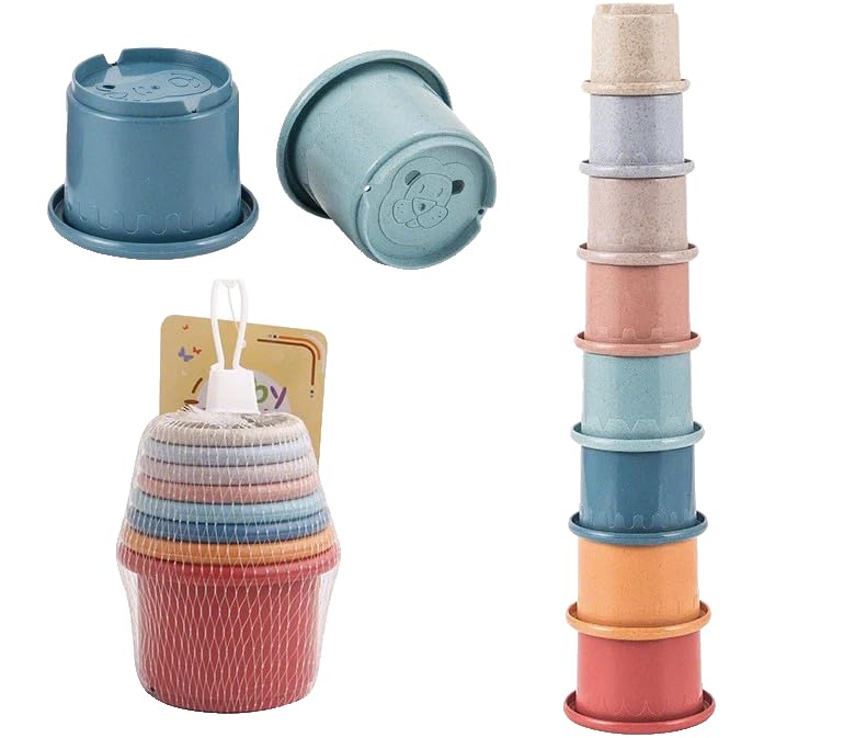 Felizzyroo 8 Pcs Stacking Cups for Rabbits, Colorful Bunny Toys for Rabbits and Small Animals, Nesting Rabbit Toys of Different Sizes, Bunny Stacking Cups for Hiding Food and Playing