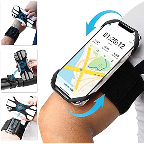 ANGGO Running Phone Armband, 3 in 1 Running Gym Phone Holder Armband Forearm Wristband Bike Mobile Phone Holder, 360° Rotatable & Detachable Sports Armband Phone Holder for 4.5''-7'' iPhone Samsung Cover