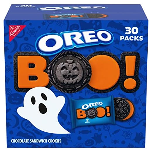 OREO Orange Creme Chocolate Sandwich Cookies, Halloween Cookies, 30 Snack Packs (2 Cookies Per Snack Pack)