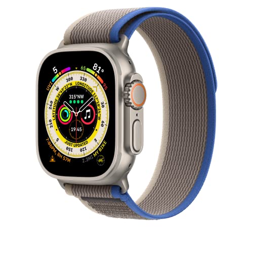 Apple Watch Band - Trail Loop (49mm) - Blue/Gray with Rugged Titanium Finish - S/M by Apple - Image 2