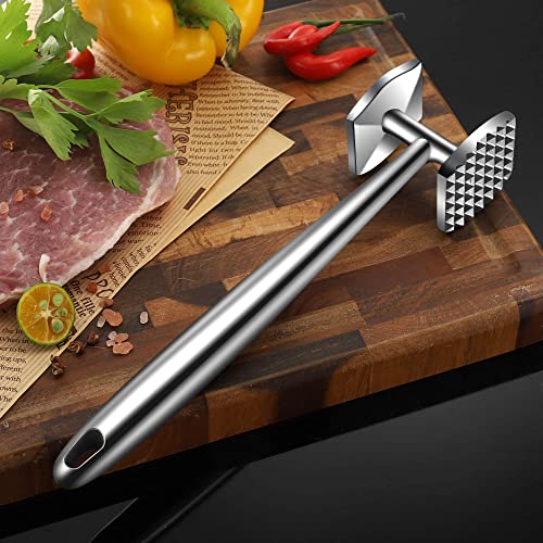 Image of Aliglow Meat Tenderizer 304 Stainless Steel Hammer Mallet Tool Pounder Flattener For Tenderizing and Pounding