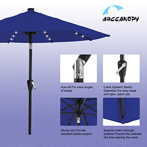 Image of ABCCANOPY Durable Solar Led Patio Umbrellas with 32LED Lights 9FT (Royal Blue)