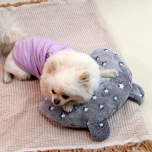 Image of Marchul 2pcs Cat Pillow, Soft Dog Pillow for Small Dog, Cat Calming Pillow for Better Sleep, Glow in The Dark Dog Neck Pillow, Machine Washable (Pink+Grey)