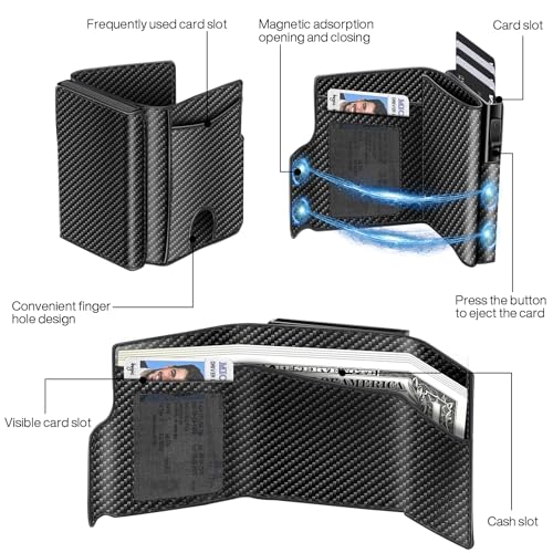 MIAOKE Men's Wallet,Pop-up Card Holder,Magnetic Closure,Cash Slot, RFID Blocking,Mens Wallet Slim for Christmas, Birthdays, Anniversaries and Father's Day Black2