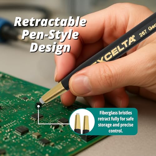 Image of Excelta 267 Fiberglass Retractable Scratch Pen Brush, Refillable Precision Cleaning Tool for Jewelry, Watches & Electronics, Rust Removal, Fine Deburring, Polishing & Electrical Contact Cleaning