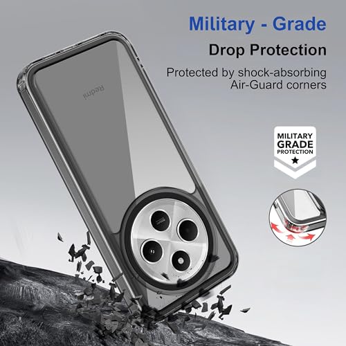 Image of Zapcase Back Case Cover for Mi Redmi 14C 5G | Compatible for Mi Redmi 14C 5G Back Cover | Case Cover with Camera Protection | (TPU + PC | Translucent Black)
