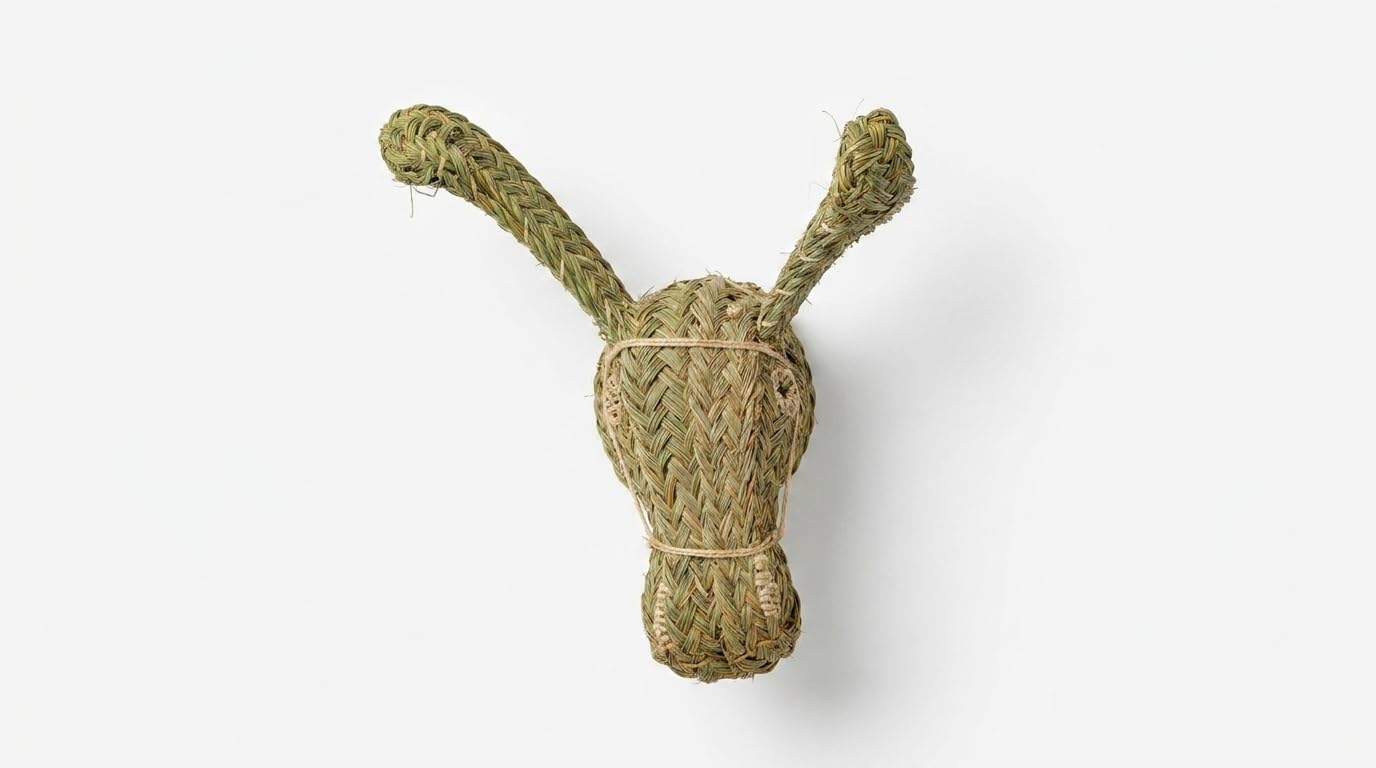 Cabeza de Burro de Esparto, Artesanía Española, Decoración de Pared, 44 cm
