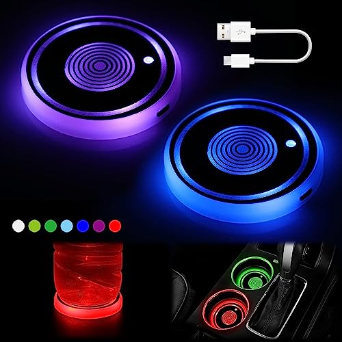 MACHSWON 2 pz portabicchieri auto sottobicchieri Vickes LED Cup Holder luci 7 colori impermeabile USB di ricarica portabicchieri luci auto accessori