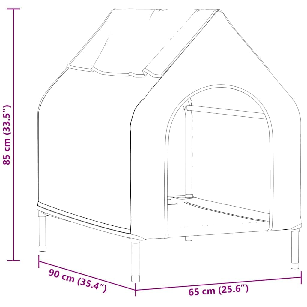 Wodoodporny składany domek dla psa 90x65x83 cm czarny z zwijanymi oknami zasłonowymi i moskitierą, domek Oxford dla zwierząt wewnątrz na zewnątrz, lekka konstrukcja stalowa