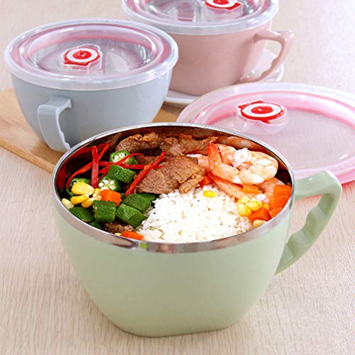 Tigela de aço inoxidável Cabilock com tampa para salada, macarrão, tigela de metal para servir tigel