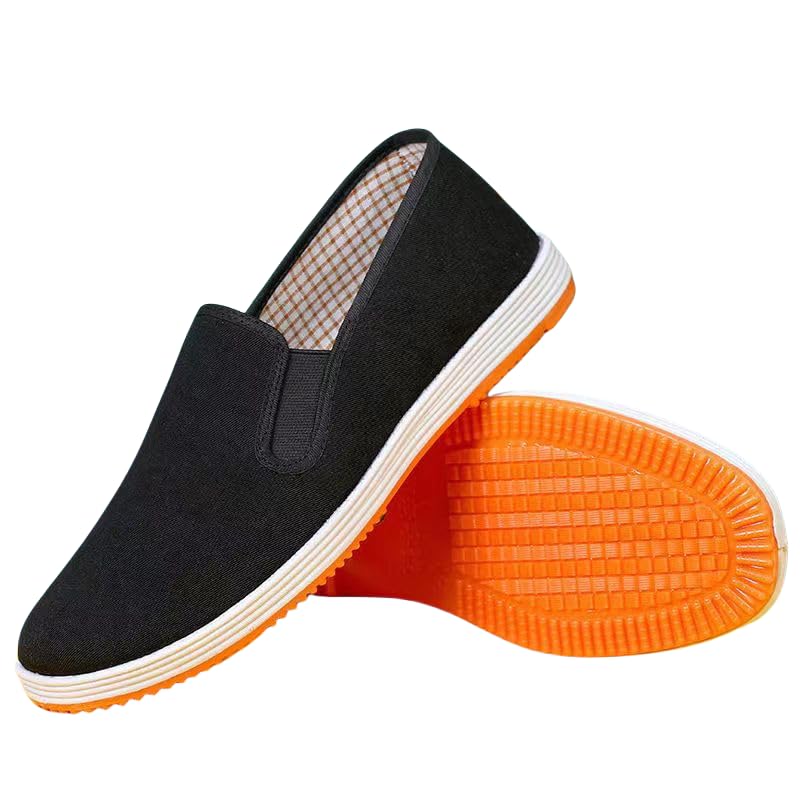 Men's Canvas Slip-On Loafers Driving Shoes Soft Rubber Sole, Breathable Lining Low-Top Round-Toe Design for Business Casual & Casual Attire