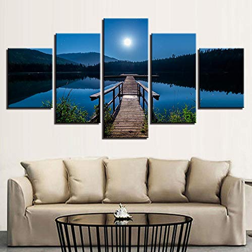 Tableau clair de lune et petit pont pour décoration de salon - 3