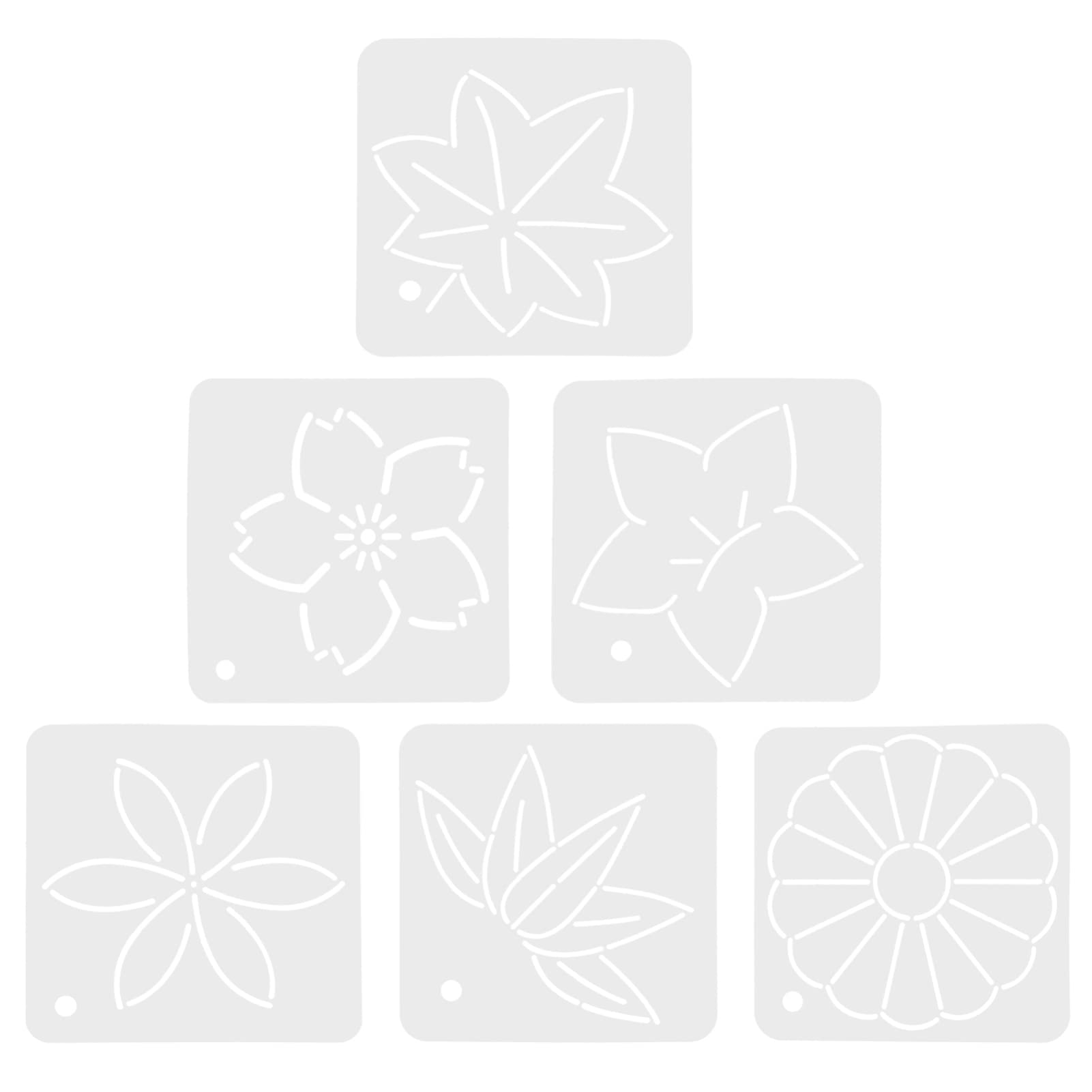 VICASKY Hand Embroidery Template Set 6pcs Reusable Quilting Templates Sewing DIY Stencils for Quilting and Craft Projects