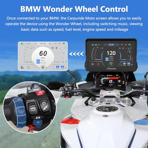 Image of Carpuride W702BS for Motorcycle CarPlay & Android Auto & Dual Bluetooth - 7 inch Waterproof GPS Navigation for Motorcycle