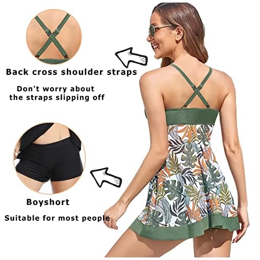 Tankini voor Vrouwen Zwemkleding Rok Jurken Tweedelig Zwemkleding Mesh Zwempak Badpak Top Met Boyshort - Image 6