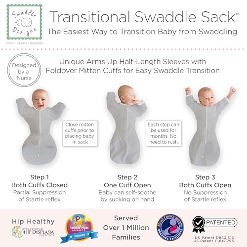 swaddledesigns transitional swaddle sack arms up half-length sleeves amp mitten cuffs swaddle for newborn transition to baby sleep sack wearable blanket 0-3 month 6-14 lb heavenly floral pink