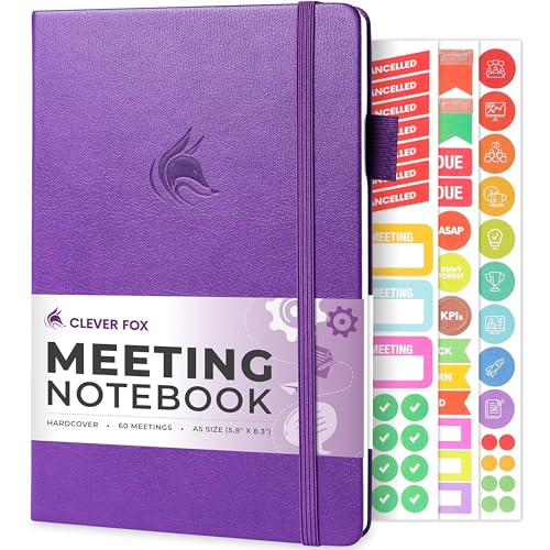 Clever Fox Meeting Notebook – Work & Business Organizer with