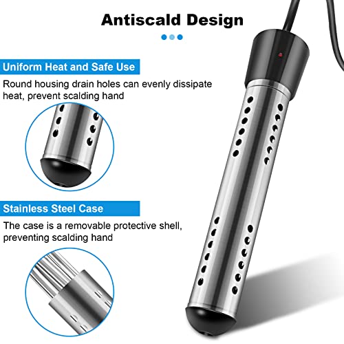 Immersion Water Heater, 2000W Electric Bucket Heater With Digital Lcd Thermometer, Portable Submersible Water Heater For Bathtub Bucket Water, Rapidly Heats 5 Gallons Of Water In Minutes #TOP3