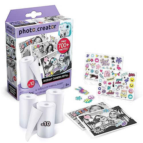 Image of Canal Toys Photo Creator Instant Print Camera Refill set- includes 10 rolls of white thermal paper and 2 sticker sheets