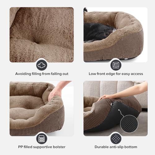 Image of Dog Bed Medium Size, Orthopedic Warming Soft Calming Sleeping Durable with Anti-Slip Bottom