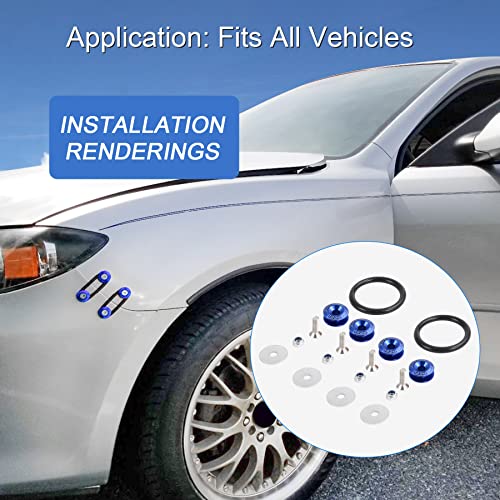 Jdmspeed Blue Universal Cnc Billet Bumper Trunk Quick Release Fastener Kit #TOP2