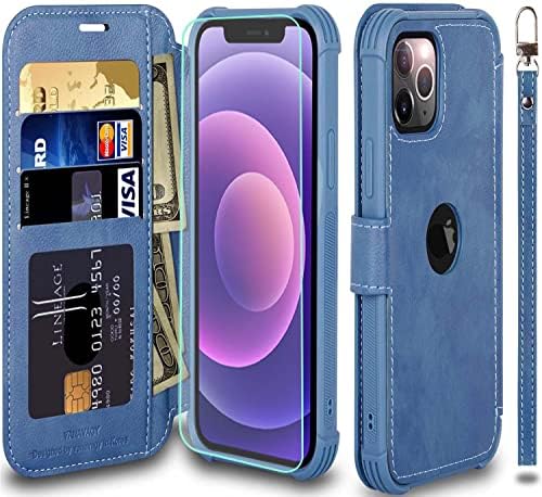 Custodia UEEBAI In Pelle PU Con Portacarte E Magnete Per IPhone 12/12 Pro 6.1" - Viola Goffrato - 4