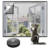 Moustiquaire de fenêtre résistante aux chats - 130 x 150 cm - Sans perçage - Anti-rayures - Stable - Pour fenêtre de toit - Filet anti-moustiques pour Windows