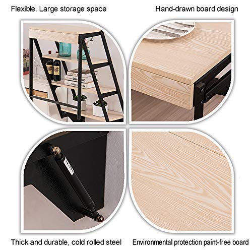 Yyhj Folding Wall-Mounted Drop-Leaf Table, Convertible Storage Rack Shelf, Multifunctional Computer Desk Kitchen Dining Home Office Desk, Large Storage Area(Size : 48" X 25") #TOP2