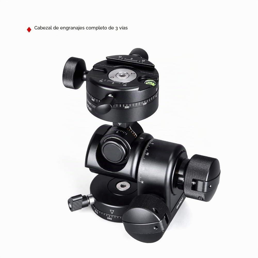 SUNWAYFOTO GC-01 - Cabezal de trípode panorámico profesional, accesorio para cámara DSLR