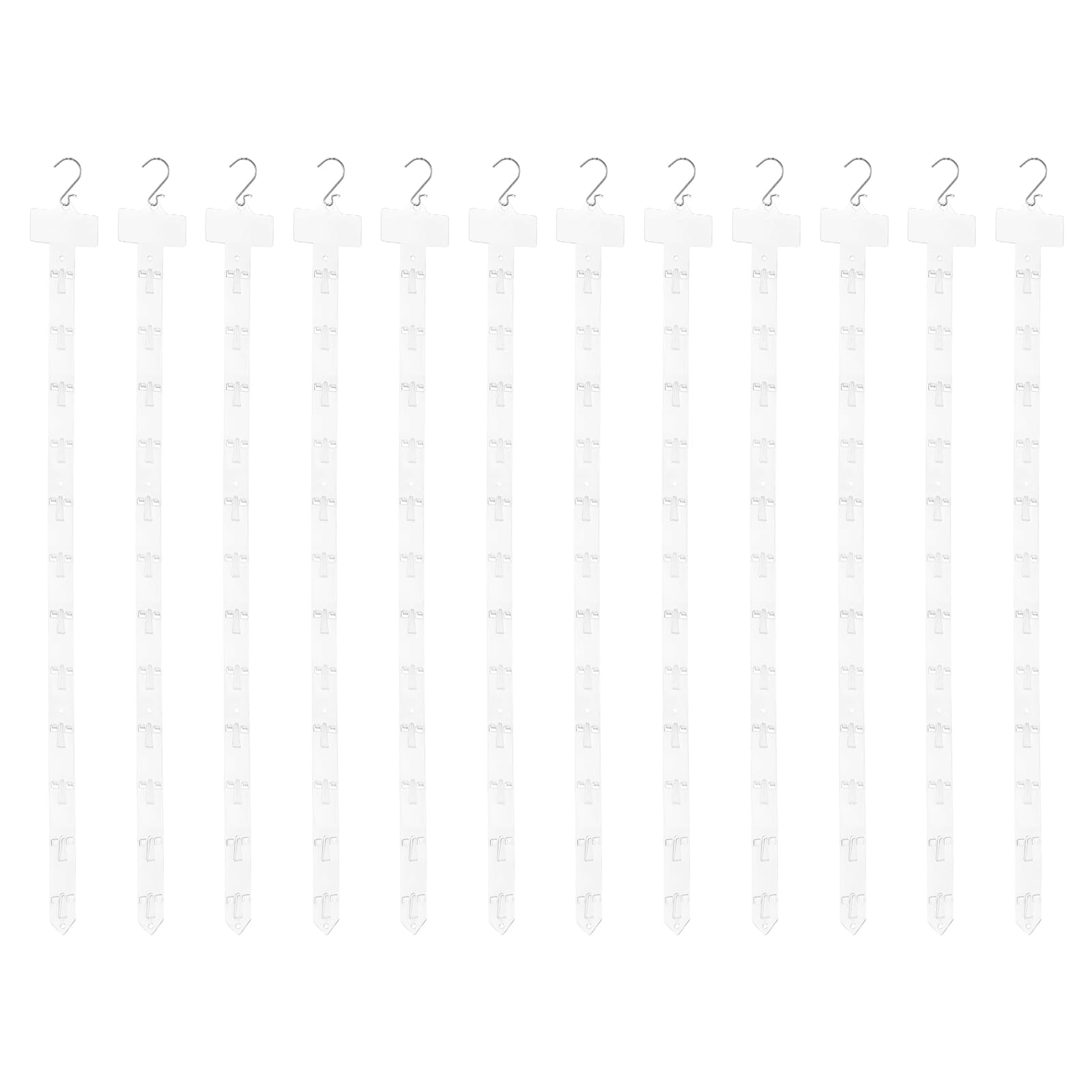 sourcing map 12 strisce di merce da appendere con gancio a S, 80 cm, in plastica, con intestazione per etichette, per esporre al dettaglio, casa, negozio, snack, borse, organizer, trasparente