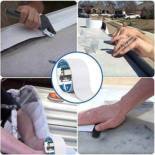 Magic4U RV Motorhome Caravans Roof Sealant Tape 4" x50' feet with Rubber Roller, UV & Waterproof White Seal Tape for RV Roof Repair, Window, Boat Sealing, Truck and Camper Roof Leaks