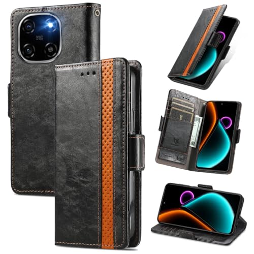 MOJIA Hülle für Blackview Color 6, PU Slim Magnetische Klapphülle Handyhülle mit Kartenfach & Standfunktion Anti-Drop Schutzhülle. Schwarz