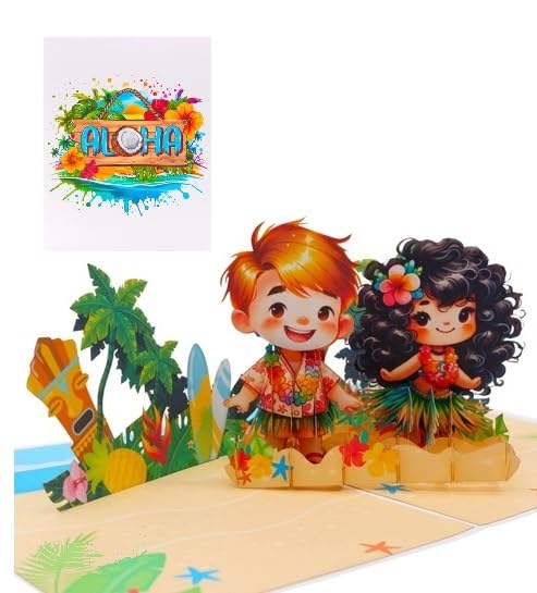 Carte pop-up 3D souvenirs de vacances et voyage à Hawaï