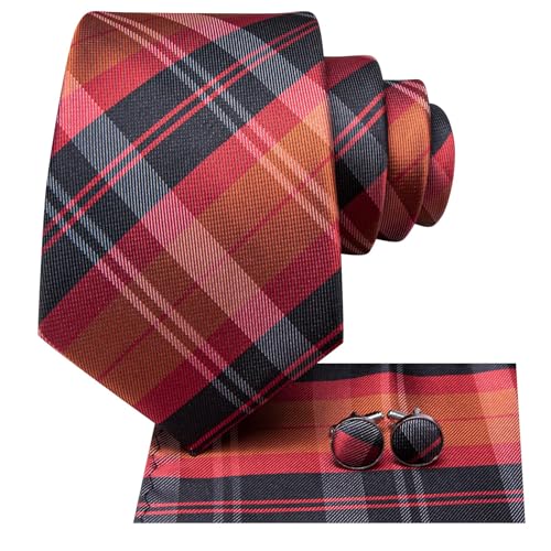 Image of Dubulle Mens Paisley Striped Tie Woven Necktie for Men and Handkerchief Cufflinks Set Wedding Formal Business