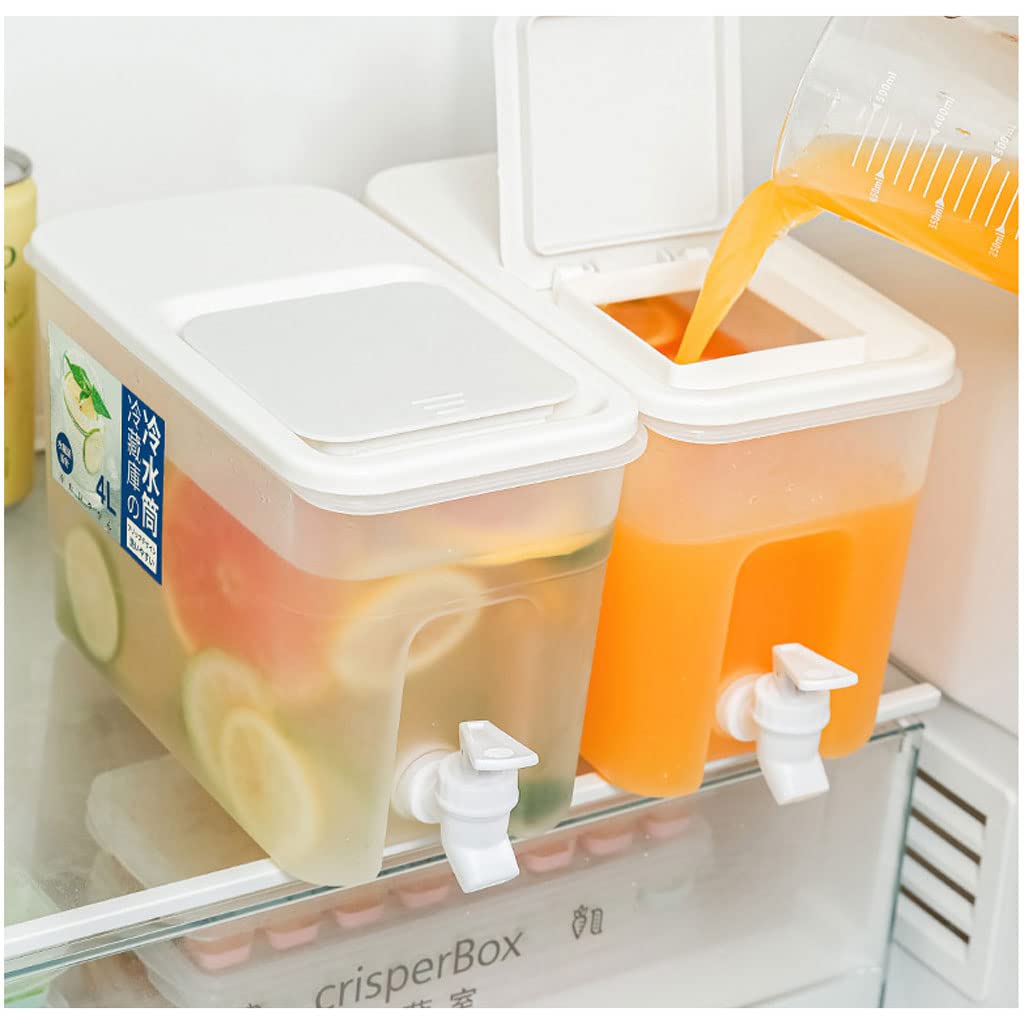 Dozownik napojów, 4 l, plastikowy dozownik napojów z kranem, duża pojemność, czajnik zimny, lodówka, dozownik napojów, do kuchni na zewnątrz, salonu, O